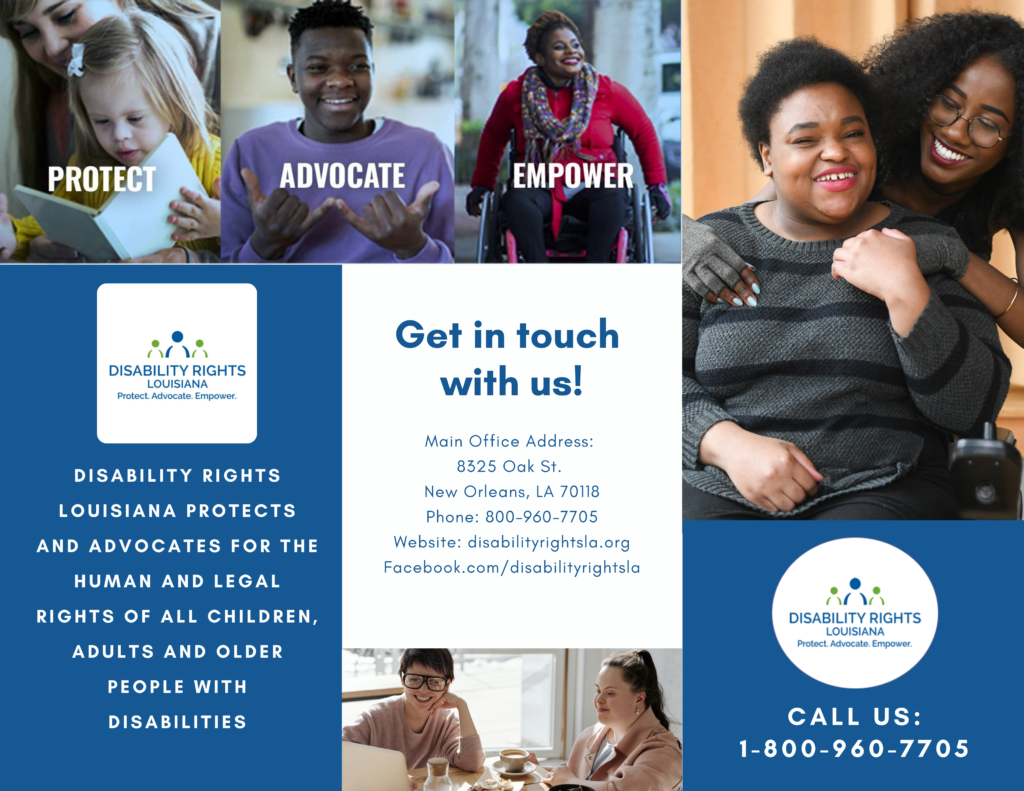 Disability Rights Louisiana (DRLA) Basic Services Trifold Brochure