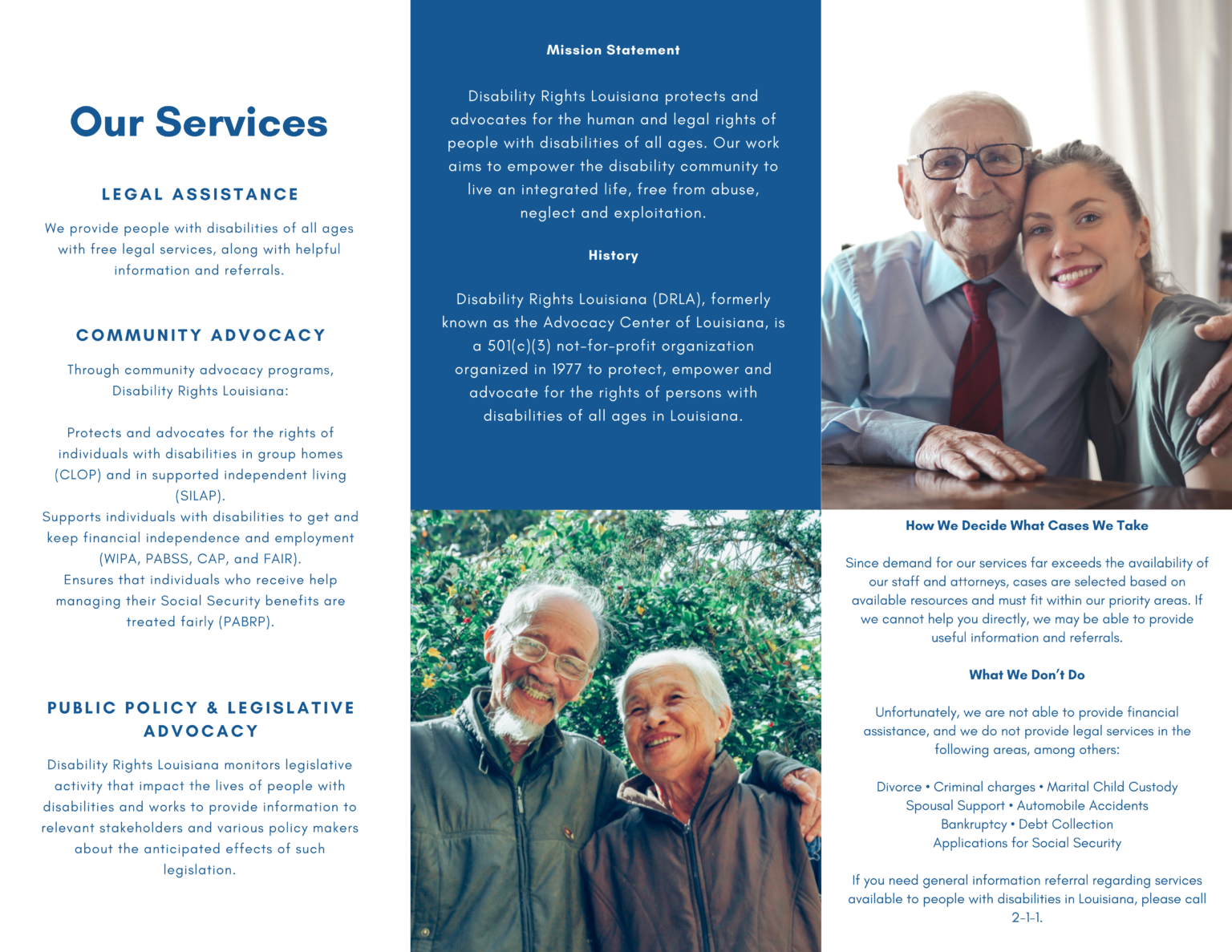 Disability Rights Louisiana (DRLA) Basic Services: Tri-fold Brochure ...