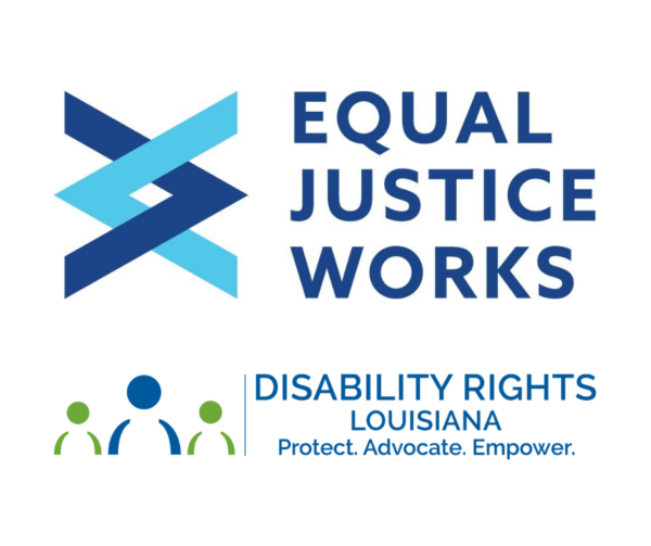logos for Equal Justice Works and Disability Rights Louisiana