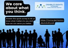 Text in white against a blue background above a row of diverse people standing in silhouette that reads "We care about what you think. Answer this quick survey to let us know what matters to you and how we can serve you better. Link: https://forms.gle/4oVtmJkcZv4JWgJUA"